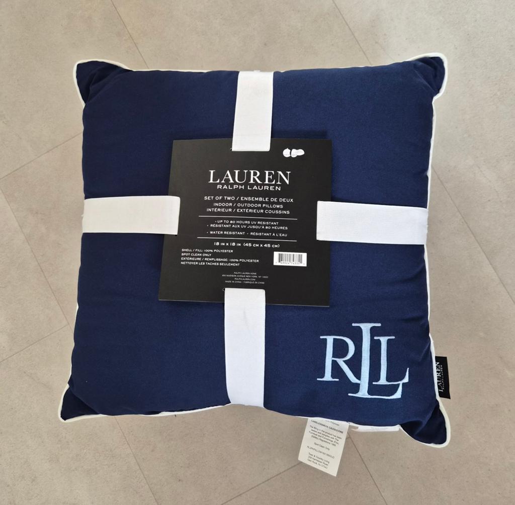 Ralph lauren home binnen/ buiten kussens, Ophalen of Verzenden, Nieuw, Blauw, Vierkant