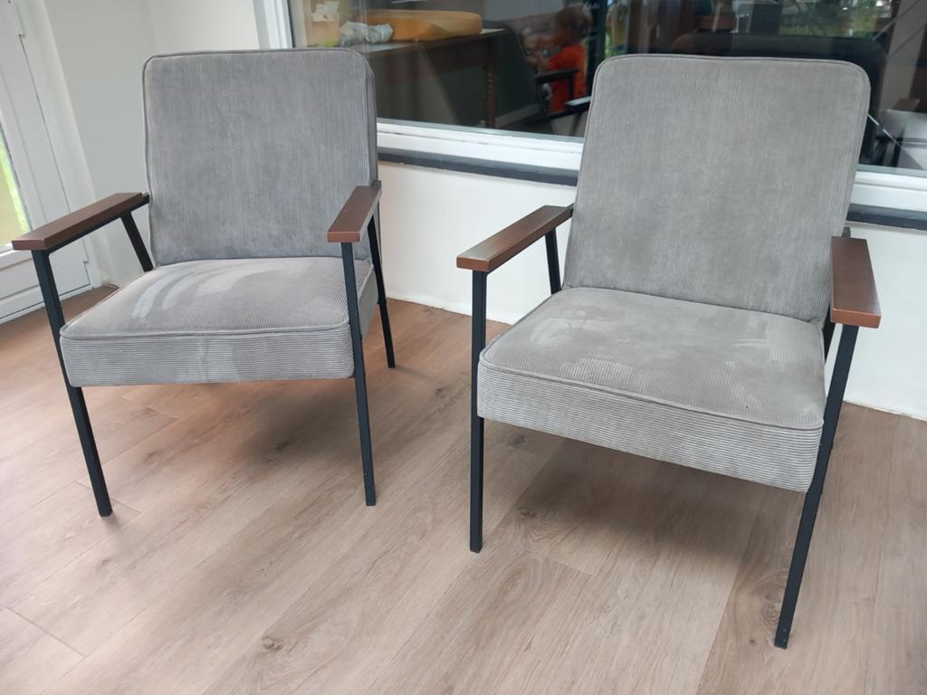 2 nette fauteuils Woood Sally ribstof, Ophalen, Zo goed als nieuw, Wicker