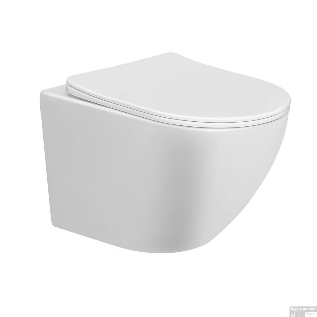 Wandcloset Nibiru Randloos Wit 48cm (zonder toiletbril), Ophalen, Nieuw, Toilet