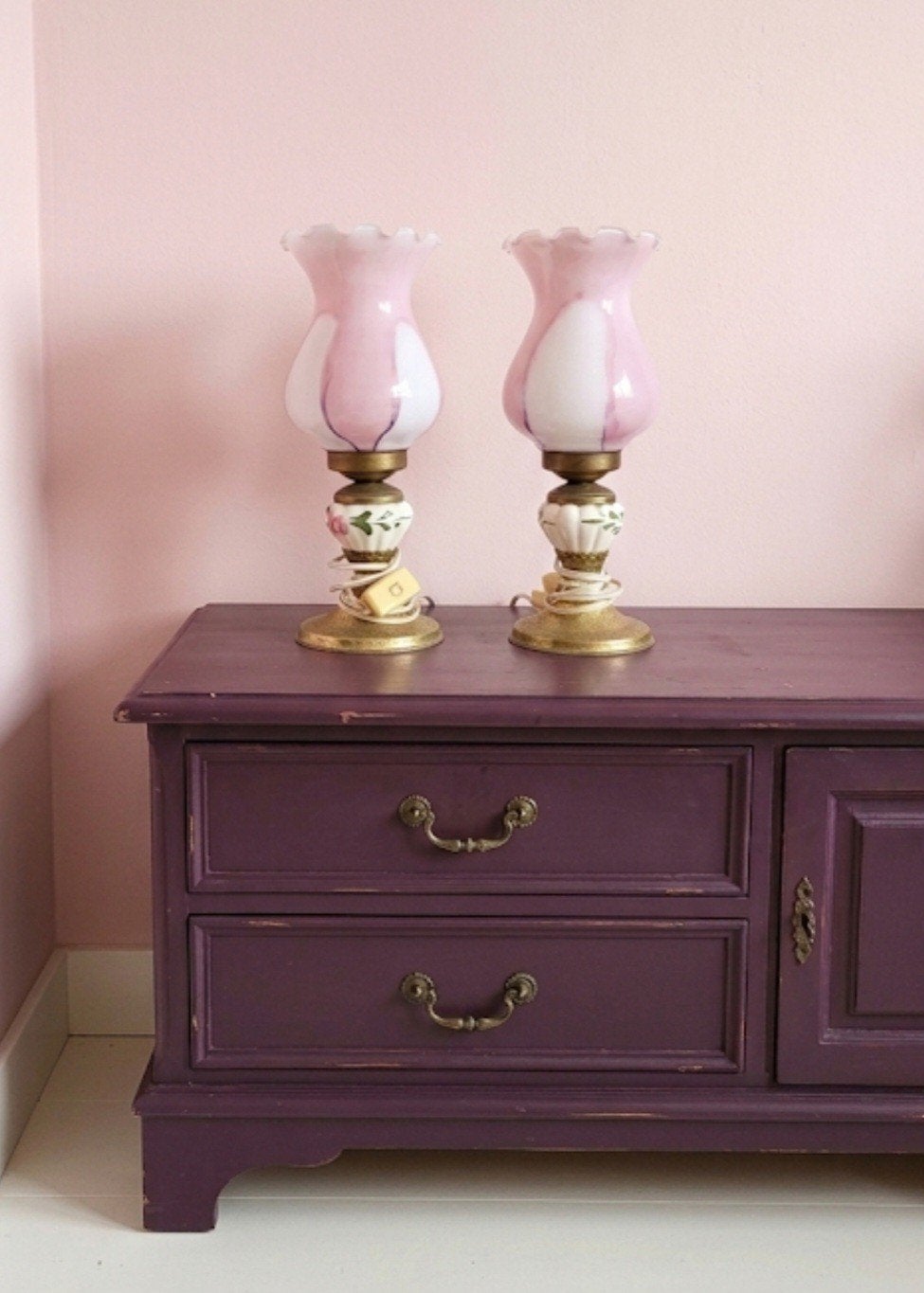 vintage lampje roze, Ophalen of Verzenden