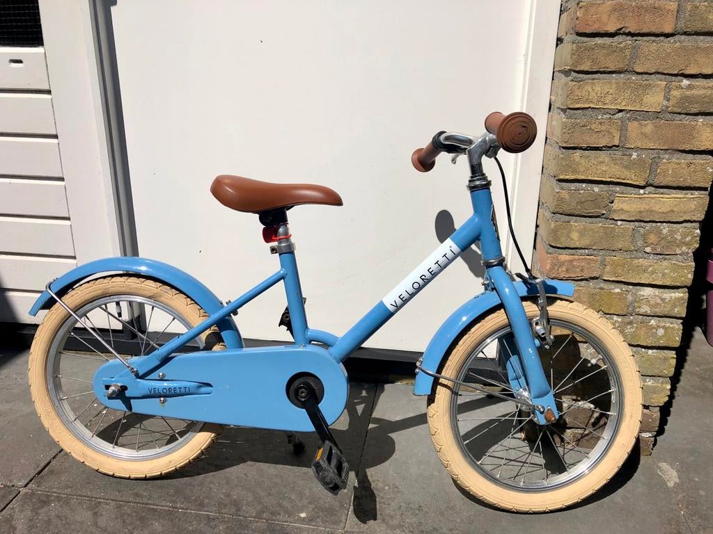 Veloretti kinderfiets 16 inch - Lichtblauw, Fietsen en Brommers, Fietsen | Jongens, Ophalen, Terugtraprem, 16 inch, Handrem
