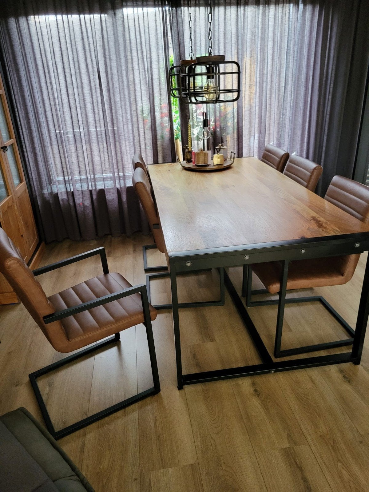 Eettafel met 6 stoelen, Huis en Inrichting, Tafels | Eettafels, 100 tot 150 cm, 200 cm of meer, Zo goed als nieuw, Vier personen