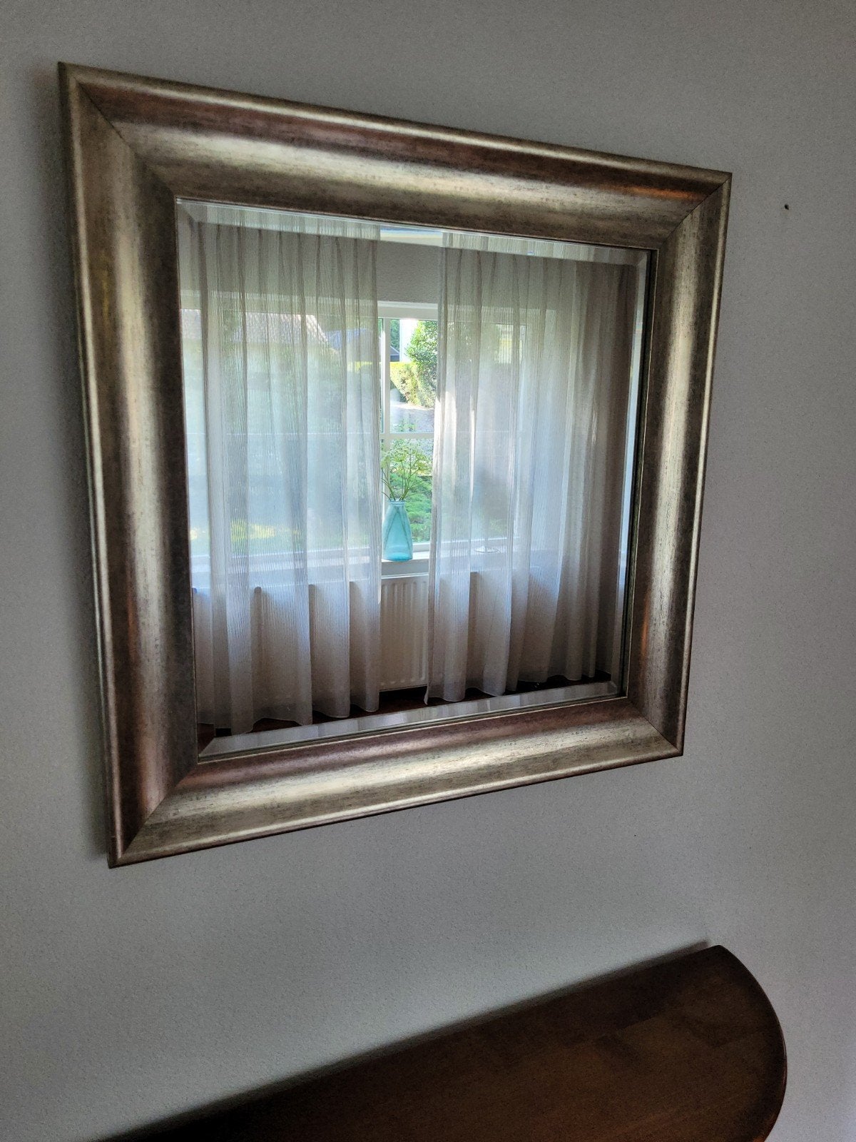 Mooie vierkante spiegel met gouden lijst, Huis en Inrichting, Gebruikt, Vierkant, Ophalen of Verzenden, Minder dan 100 cm