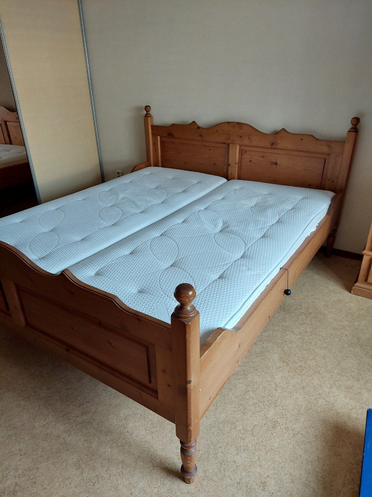 Tweepersoons houten bed met verstelbare Auping bodem, Ophalen, 210 cm, Tweepersoons, 180 cm