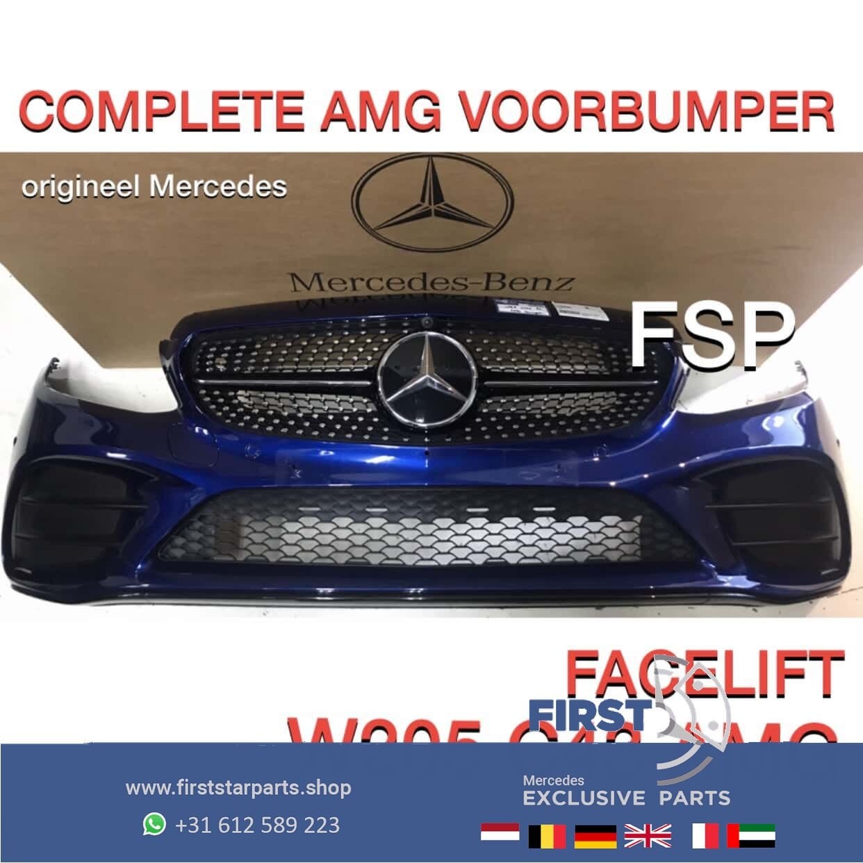 W205 C205 S205 FACELIFT C43 AMG VOORBUMPER + DIAMOND GRIL CO, Gebruikt, -, Voor, Ophalen of Verzenden