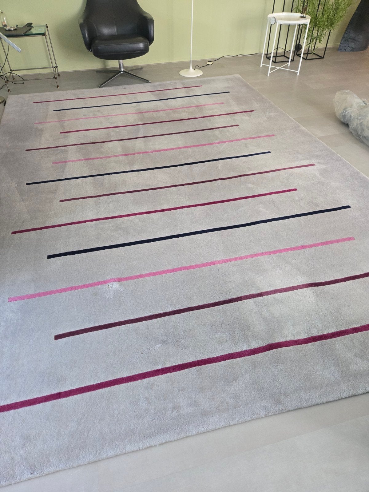 Vloerkleed Kinnasand 100% wol grijs kleurige strepen 3 bij4, Grijs, 200 cm of meer, Ophalen of Verzenden, Zo goed als nieuw