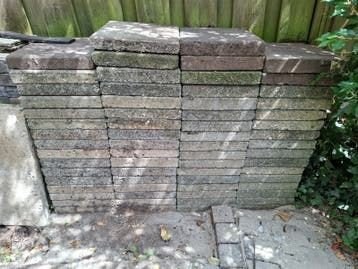 +-25m2 30x30 stoeptegels 3 aug aub tussen 14-18 ophalen., Tuin en Terras, Tegels en Klinkers, Ophalen, Gebruikt, 10 m² of meer