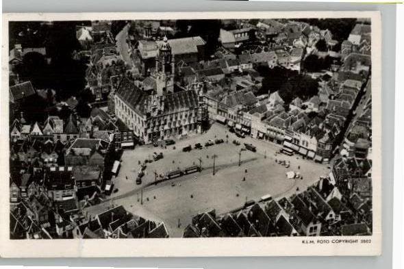 Middelburg KLM Luchtfoto vóót 1940 Markt Raadhuis st 1950, Verzenden, 1920 tot 1940, Gelopen, Zeeland