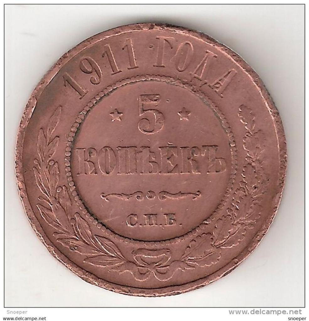 russia 5 kopeks 1911 km 12.2 vf catalog val  vf = 100,00$, Verzenden, Rusland, Losse munt