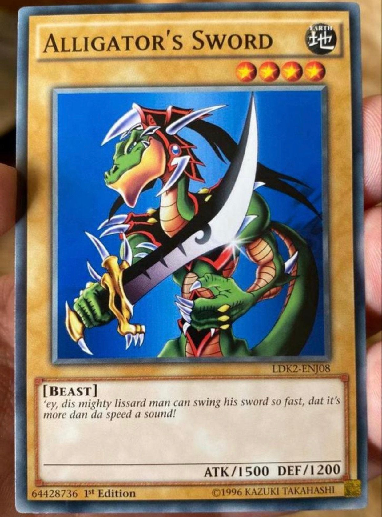 Yu-Gi-Oh! Alligator’s Sword LDK2 1st Edition !, Hobby en Vrije tijd, Ophalen of Verzenden, Zo goed als nieuw, Losse kaart