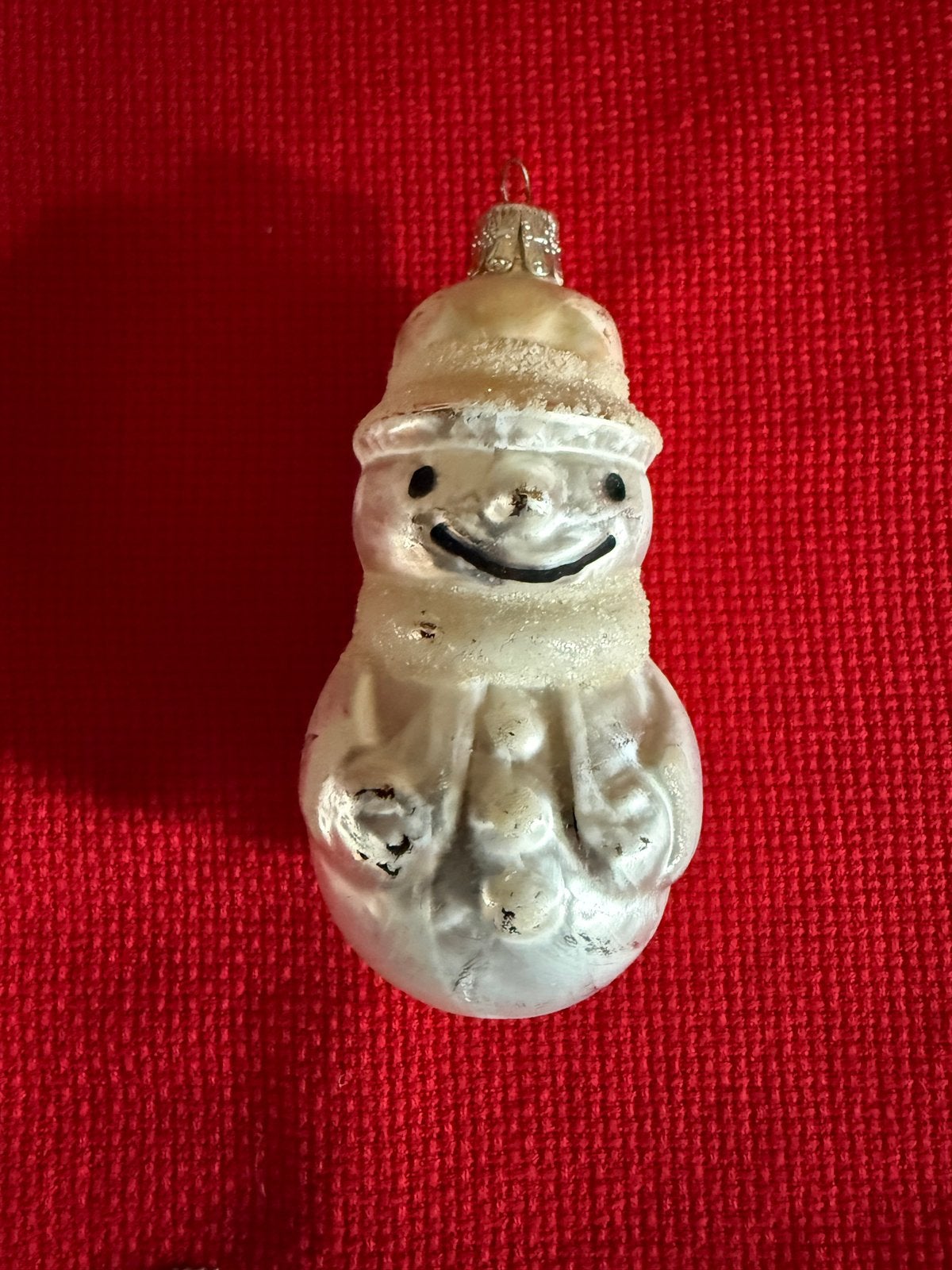 Antiek/ vintage mondgeblazen glazen kerstbal sneeuwpop, Antiek en Kunst, Ophalen of Verzenden