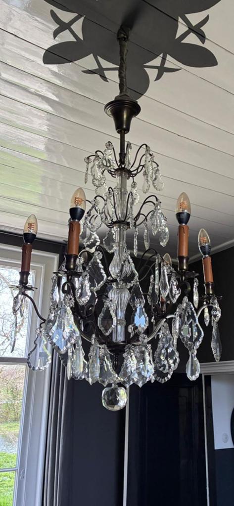 Oude Kroonluchter, Huis en Inrichting, Lampen | Kroonluchters, Ophalen, Gebruikt, Glas
