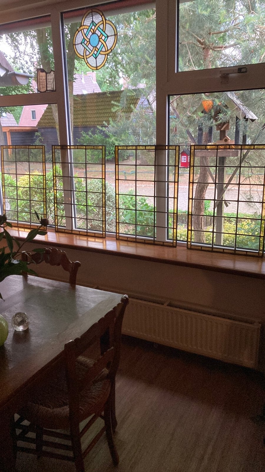 4 identieke antieke glas in lood ramen, Antiek en Kunst, Curiosa en Brocante, Ophalen