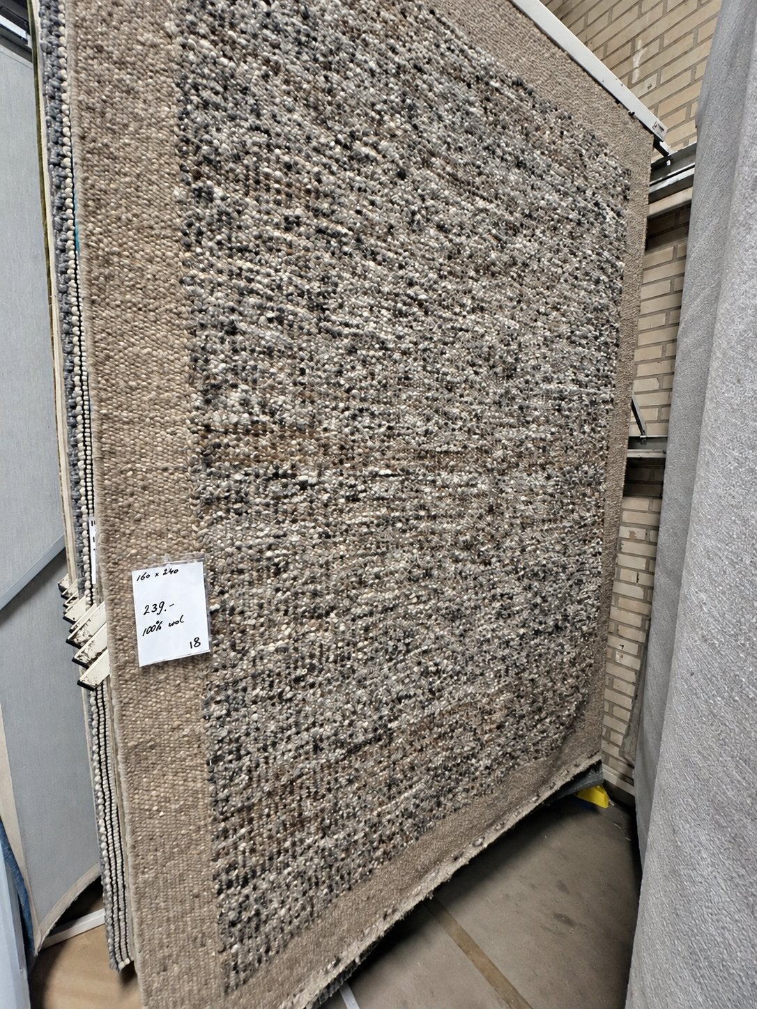 Nieuw Wollen Vloerkleed 160x230 - Beige/Grijs Melange, Beige, 150 tot 200 cm, Ophalen of Verzenden, Rechthoekig
