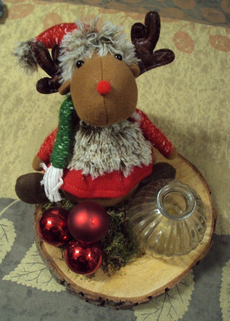 Kerst rendier kerststukje of bloemstukje, Ophalen of Verzenden, Zo goed als nieuw