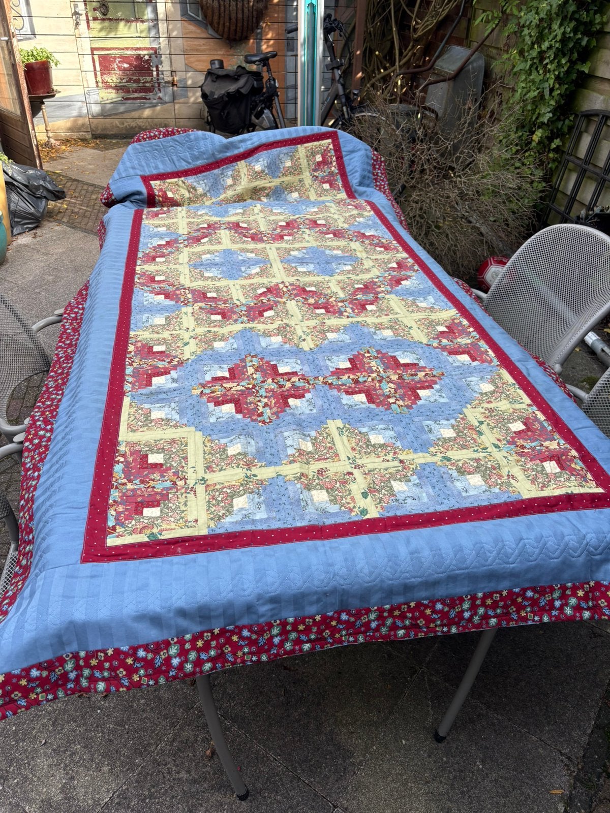 Groot patchwork kleed of sprei of wandkleed, Gebruikt, Ophalen of Verzenden, 137 cm, Katoen