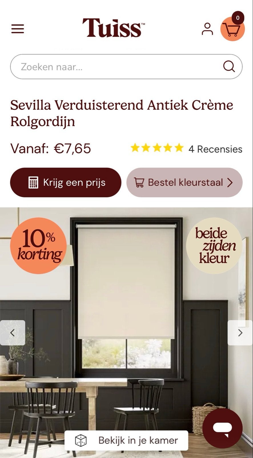Tuiss Sevilla Verduisterend Antiek Crème Rolgordijn, Overige merken, Verduisterend, Nieuw, Ophalen of Verzenden