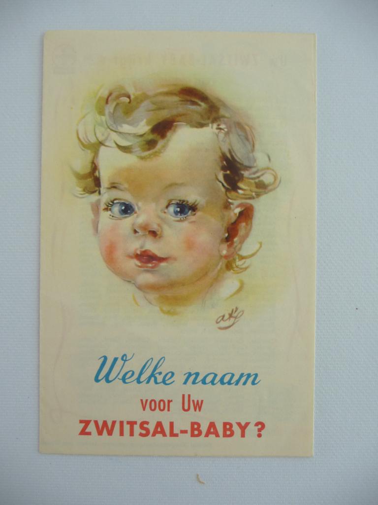 oud foldertje van ZWITSAL "Welke naam voor Uw ZWITSAL-BABY?", Ophalen of Verzenden, Gelezen, Folder