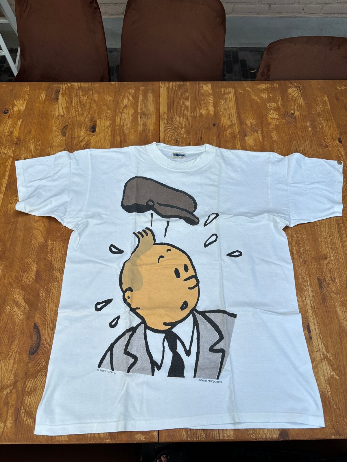 Kuifje Herge shirt van Corner uit Frankrijk, Ophalen, Zo goed als nieuw, Maat 56/58 (XL), Wit