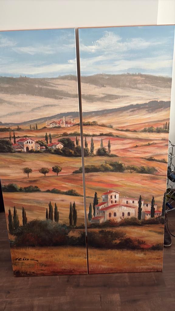 2 Canvas Prints Toscane Landschap 150x50 cm, Huis en Inrichting, Woonaccessoires | Schilderijen, Tekeningen en Foto's, Ophalen