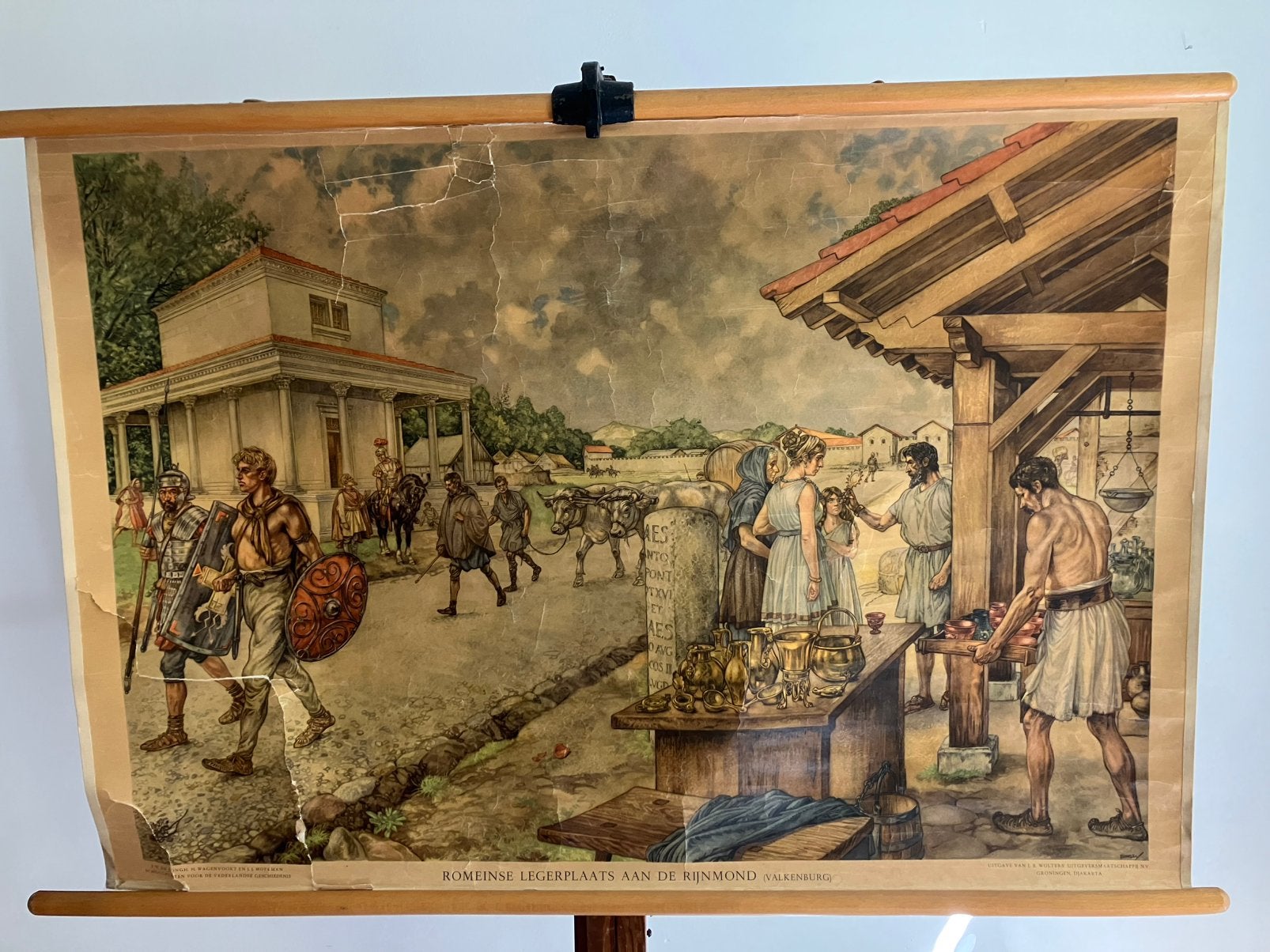 Schoolkaart Romeinse  legerplaats Valkenburg, Antiek en Kunst, Antiek | Schoolplaten, Ophalen of Verzenden, Geschiedenis