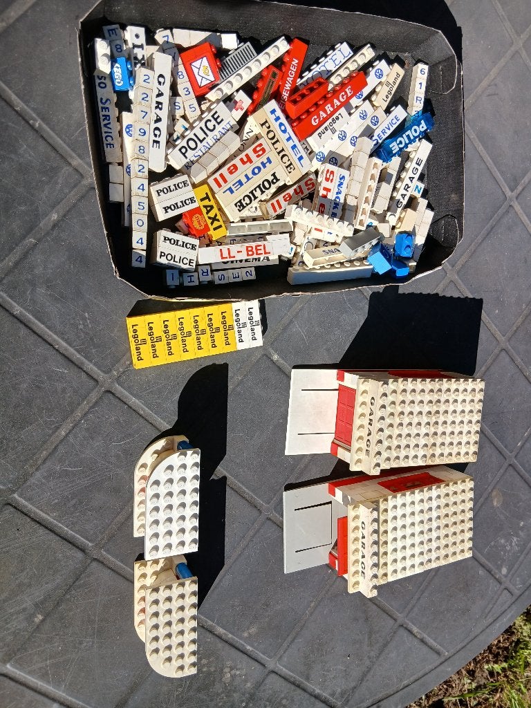 Vintage lego opschriften en garages, Gebruikt, Overige thema's, Lego, Ophalen of Verzenden