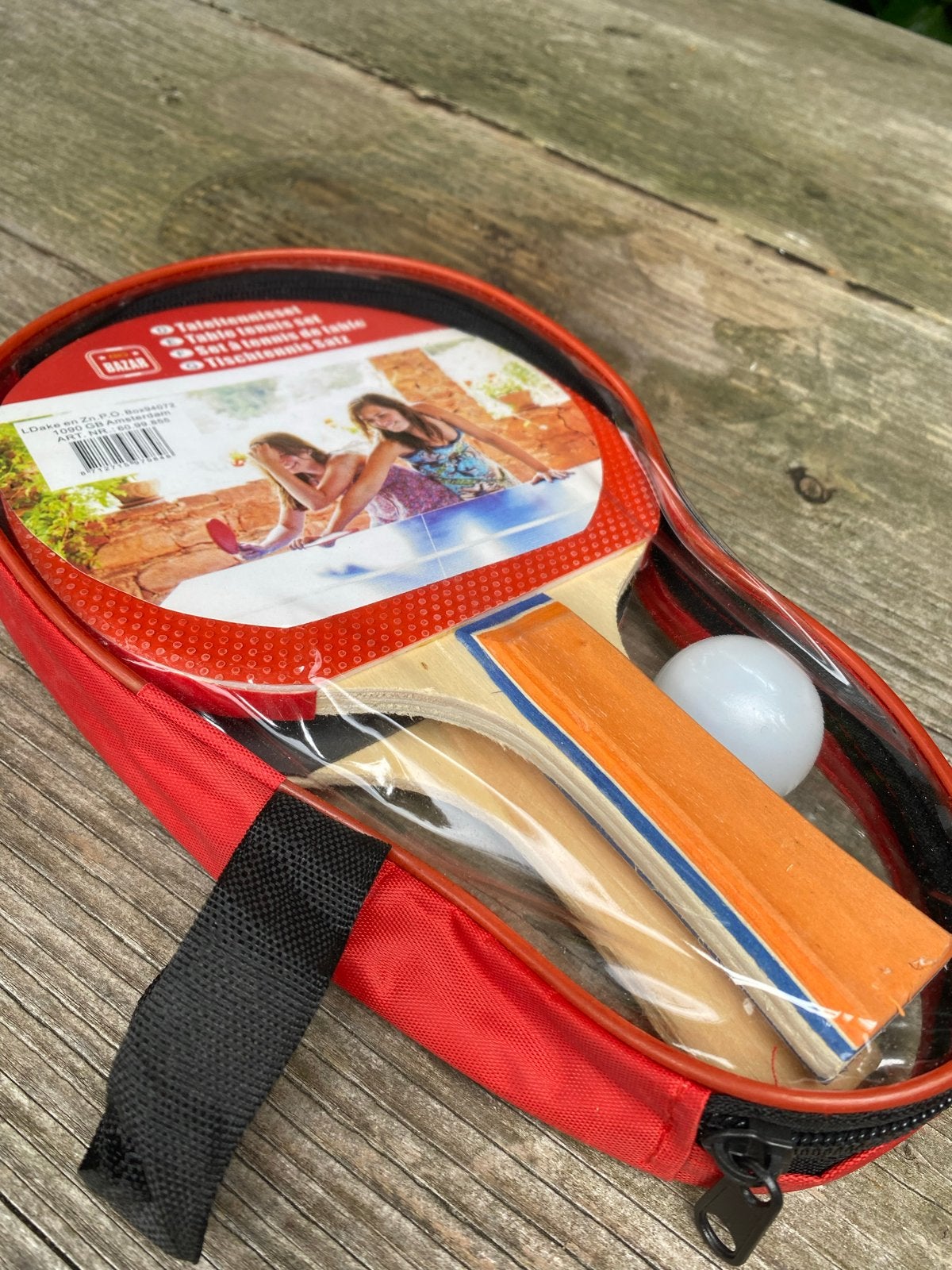 Tafeltennis set met 2 batjes en bal in hoes, Ophalen of Verzenden, Nieuw, Net, Batje(s) of Balletje(s)