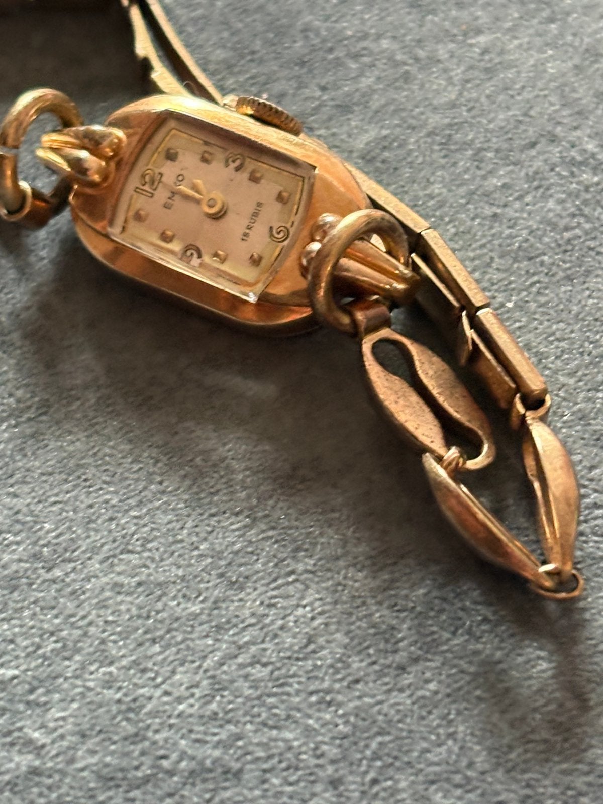 Vintage Anker Emko Dameshorloge - 20 Mikron Goud Double, Overige merken, Gebruikt, Polshorloge, Overige materialen