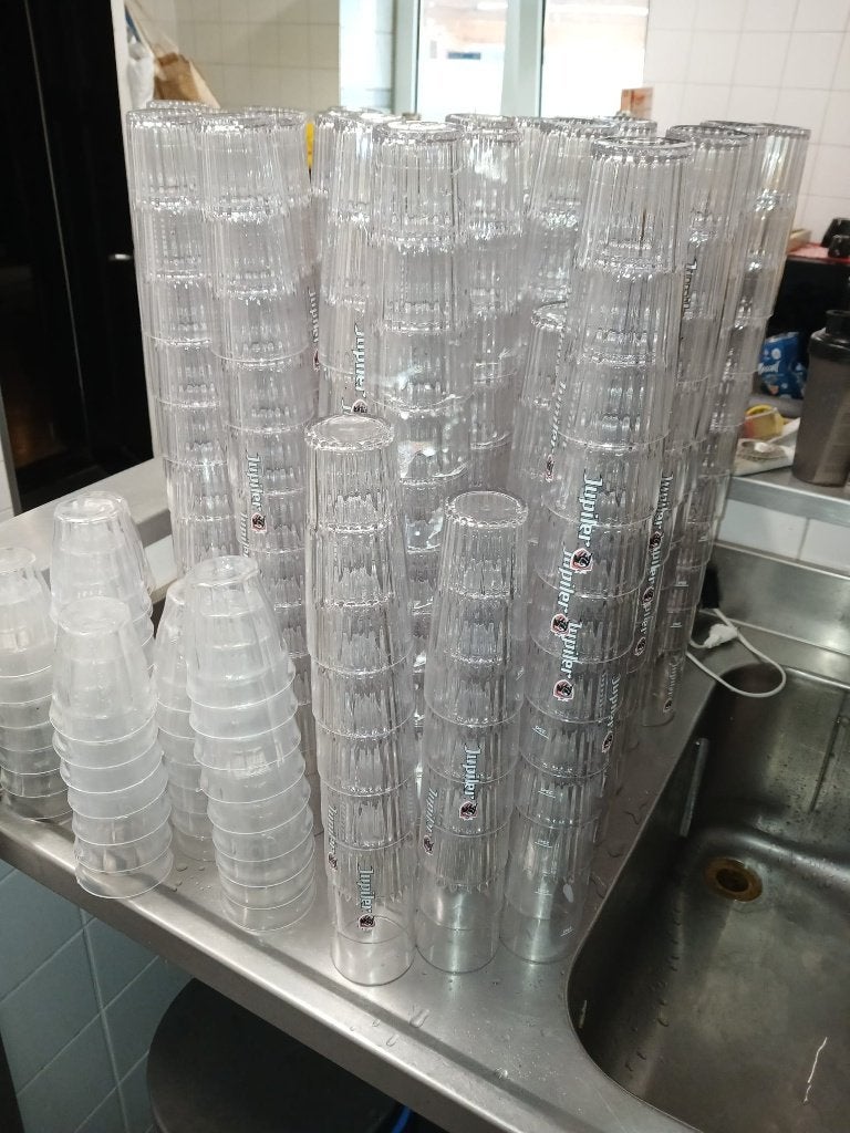275 plastic Jupiler- en frisdrankglazen, Ophalen, Glas of Glazen, Kunststof, Gebruikt