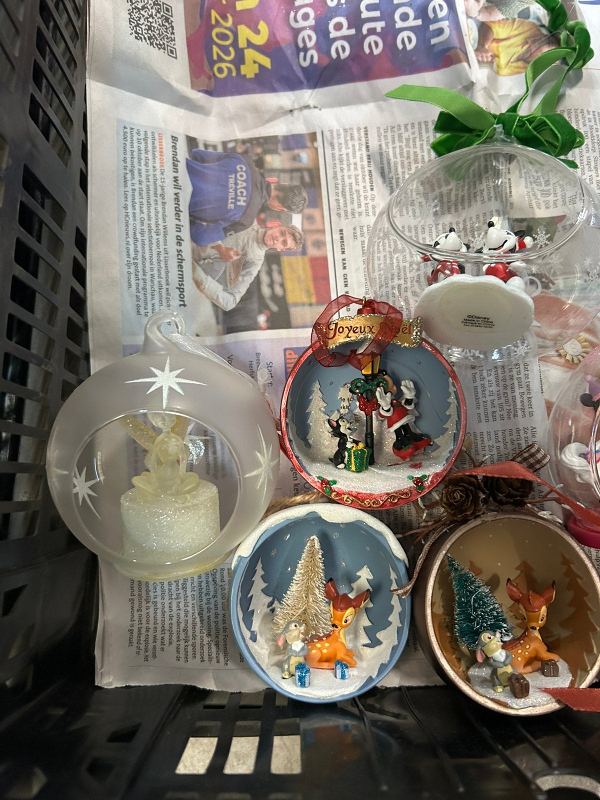 Disney kerstballen Mickey Mouse, Donald duck, Bambi, Verzamelen, Ophalen, Donald Duck, Zo goed als nieuw
