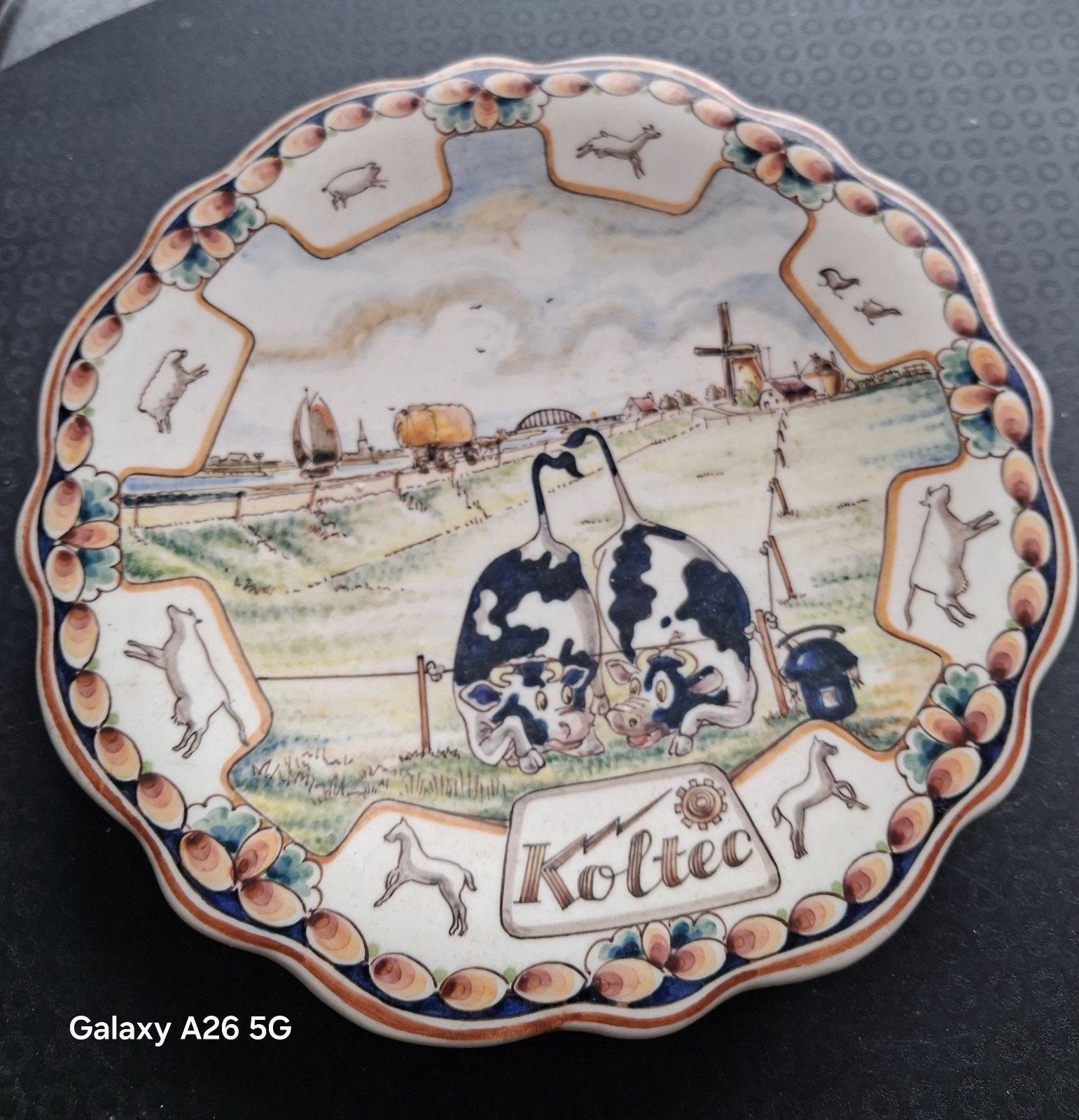 Koltec prikkeldraad Keramiek Bordje - Hollands Landschap met, Antiek en Kunst, Ophalen of Verzenden