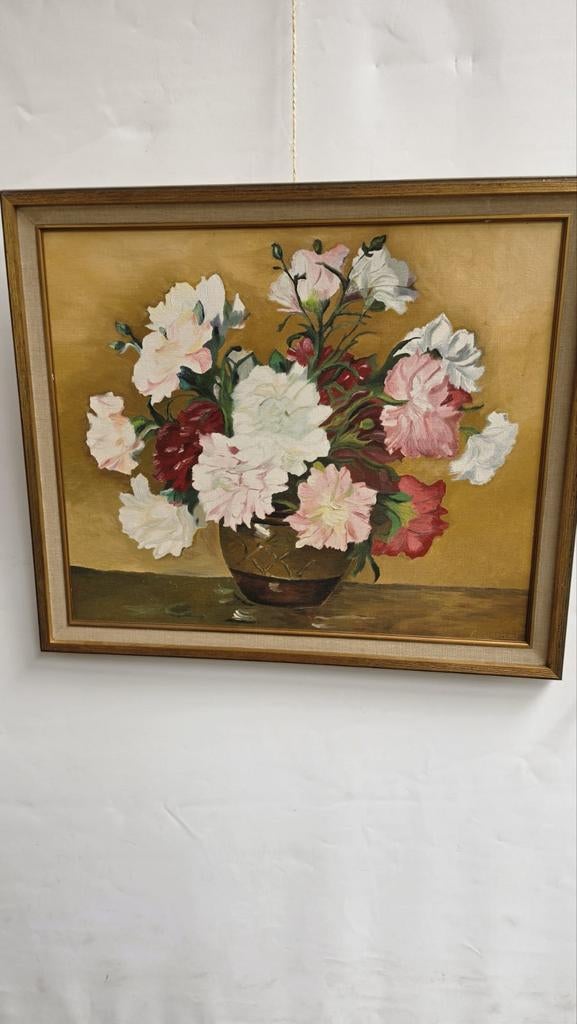 . Hurkmans | Groot Bloemstilleven | Olieverf op Doek, Antiek en Kunst, Ophalen of Verzenden