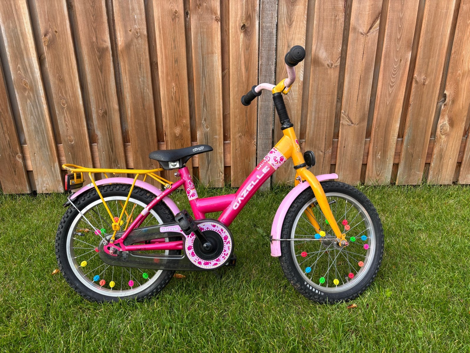 Gazelle kinderfiets 16 inch roze/geel, Ophalen, Gebruikt, Terugtraprem, 16 tot 20 inch