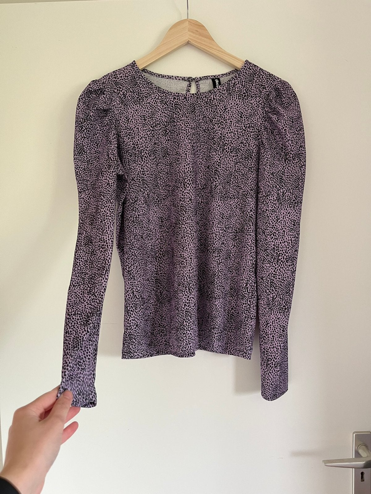 Paarse / lila blouse zwarte stippen / dots, maat 36/S Eksept, Ophalen of Verzenden, Zo goed als nieuw, Maat 36 (S), Paars
