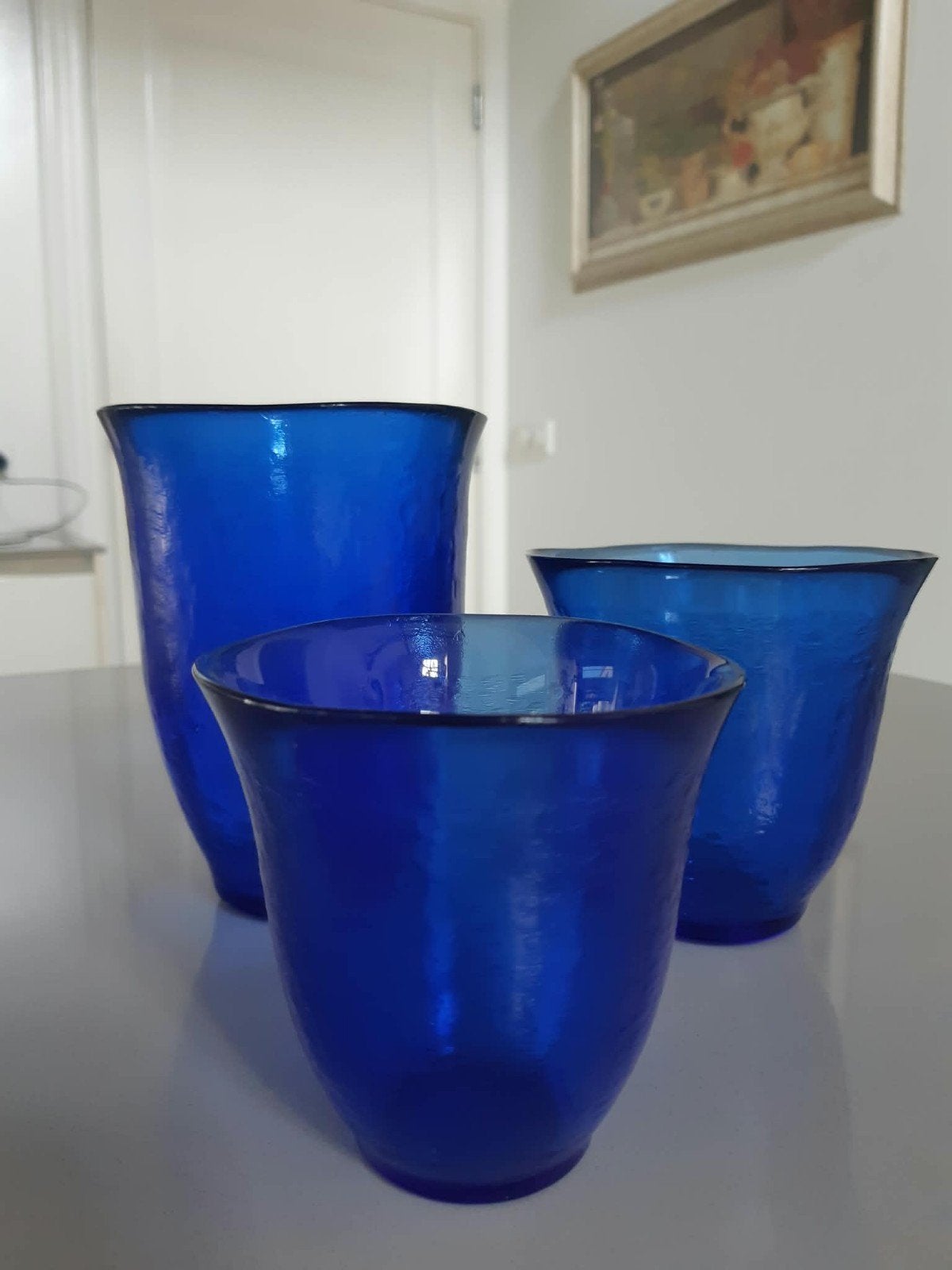 Waxinelichthouders Villeroy en Boch kobaltblauw glas, Ophalen of Verzenden, Zo goed als nieuw