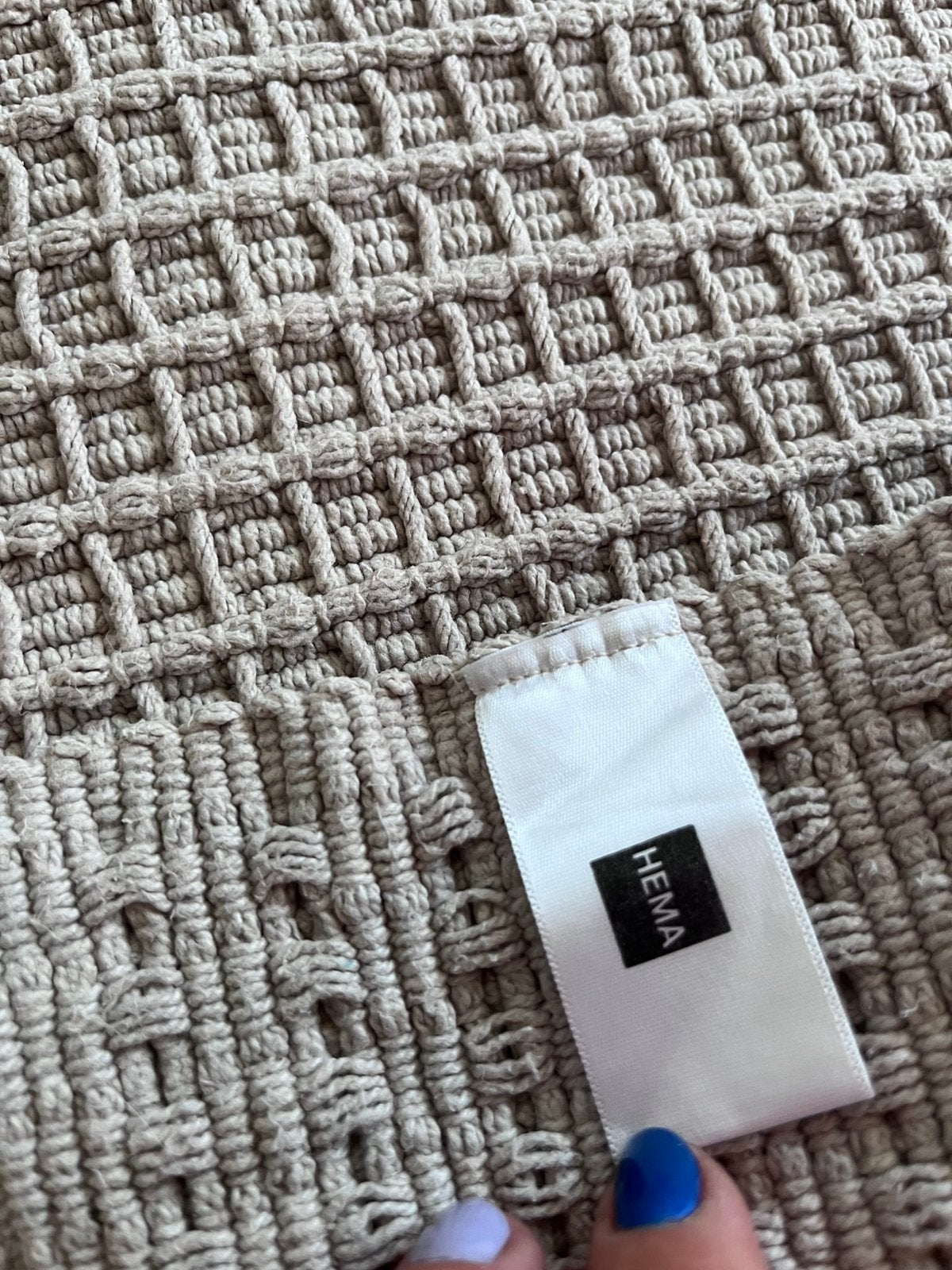 Badmat vloerkleedje deurmat taupe beige wafel Hema 50x100 cm, Ophalen of Verzenden, Zo goed als nieuw, Badmat, Overige merken