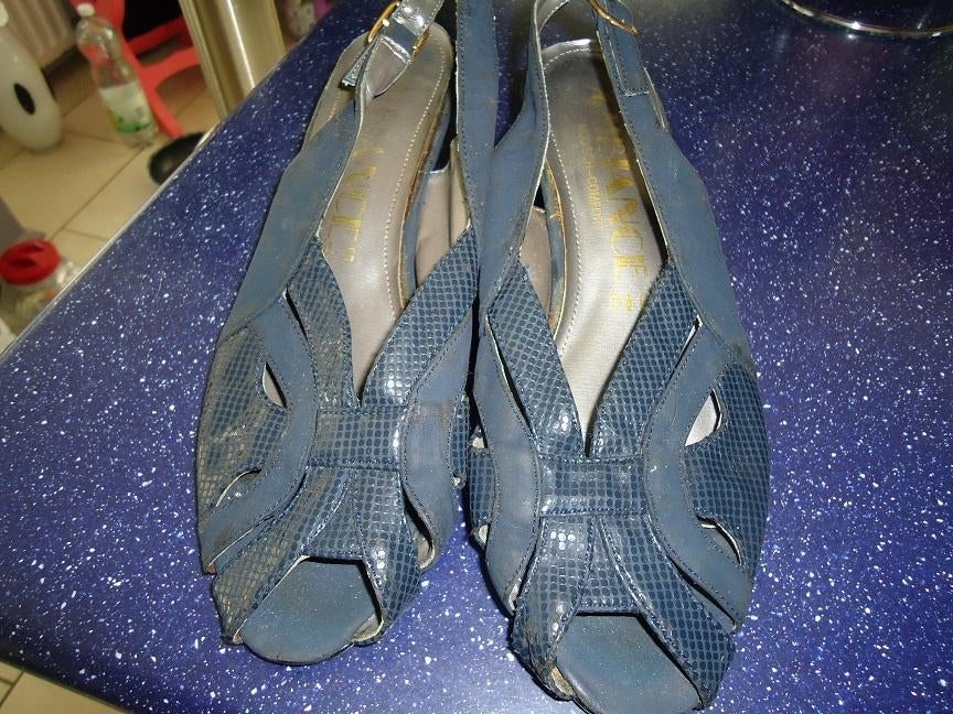 schoenen open  , mt 36  of 37 donkerblauw , open, Kleding | Dames, Schoenen, Blauw, Overige typen, Ophalen of Verzenden, Gedragen