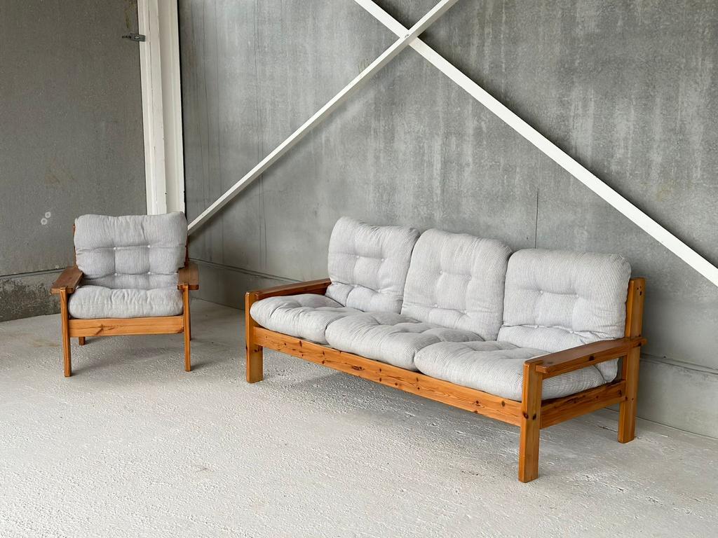 Scandinavische sofaset, ca 1980’s, Ophalen of Verzenden, Zo goed als nieuw, Hout