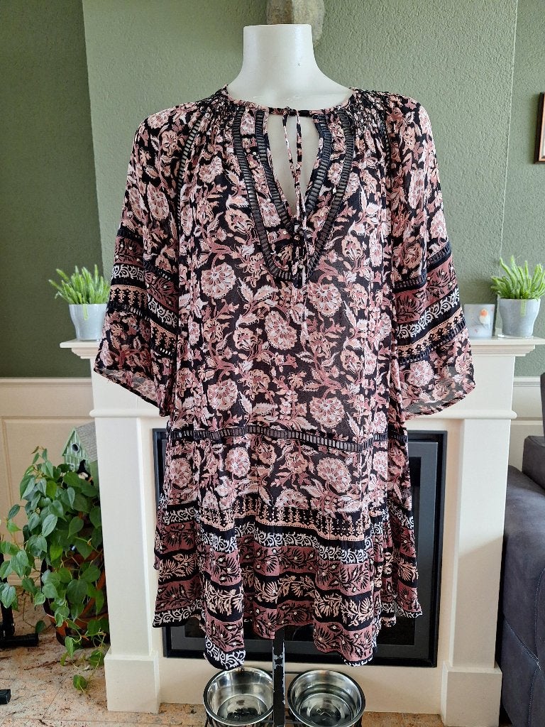 Miss June boho tuniek one size 36 / 40 franse maat 34 38 NL, Maat 38/40 (M), Miss June, Zo goed als nieuw, Meerkleurig