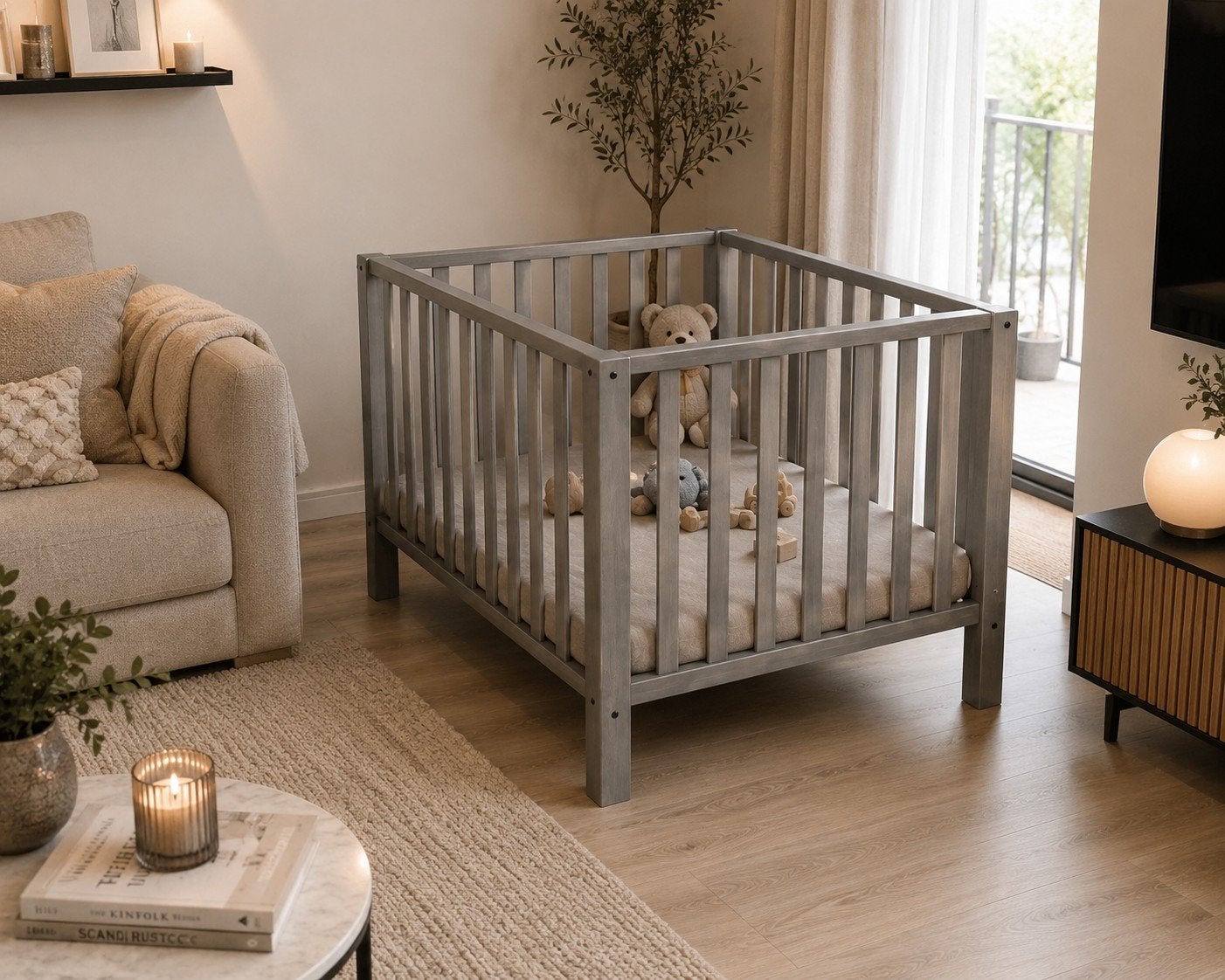 Grijze Timgro babybox - Zo goed als nieuw, Kinderen en Baby's, Ophalen of Verzenden, Zo goed als nieuw, In hoogte verstelbaar