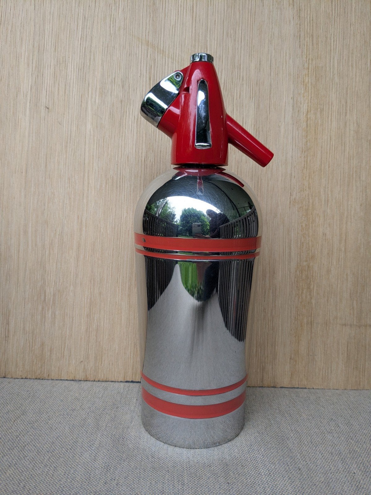 Vintage Sparklets Soda Siphon Rood/Chroom - Made in England, Antiek en Kunst, Ophalen of Verzenden