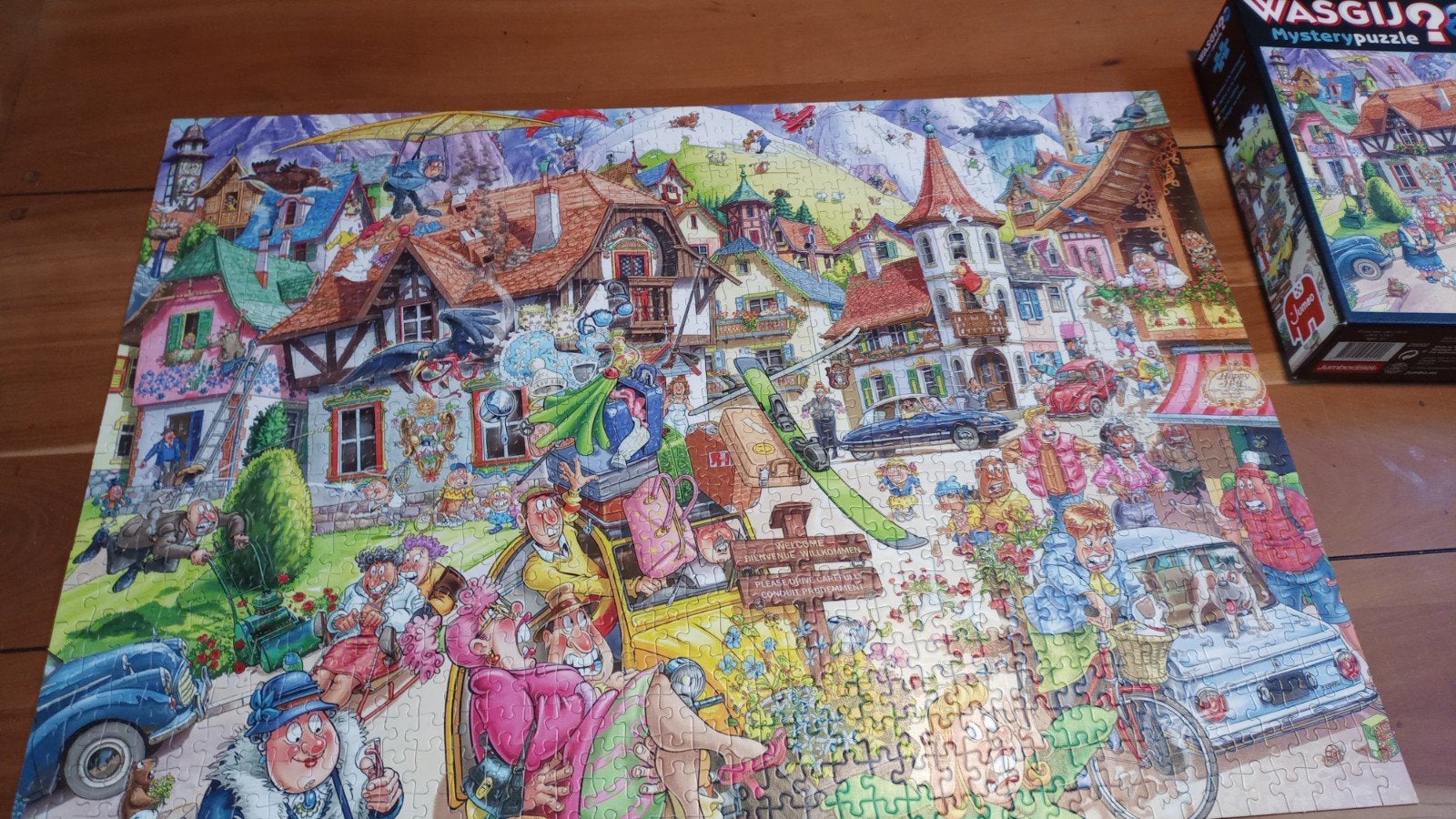 Wasgij Mysterie puzzel 20 mountain Mayhem, Ophalen of Verzenden, 500 t/m 1500 stukjes, Zo goed als nieuw, Legpuzzel