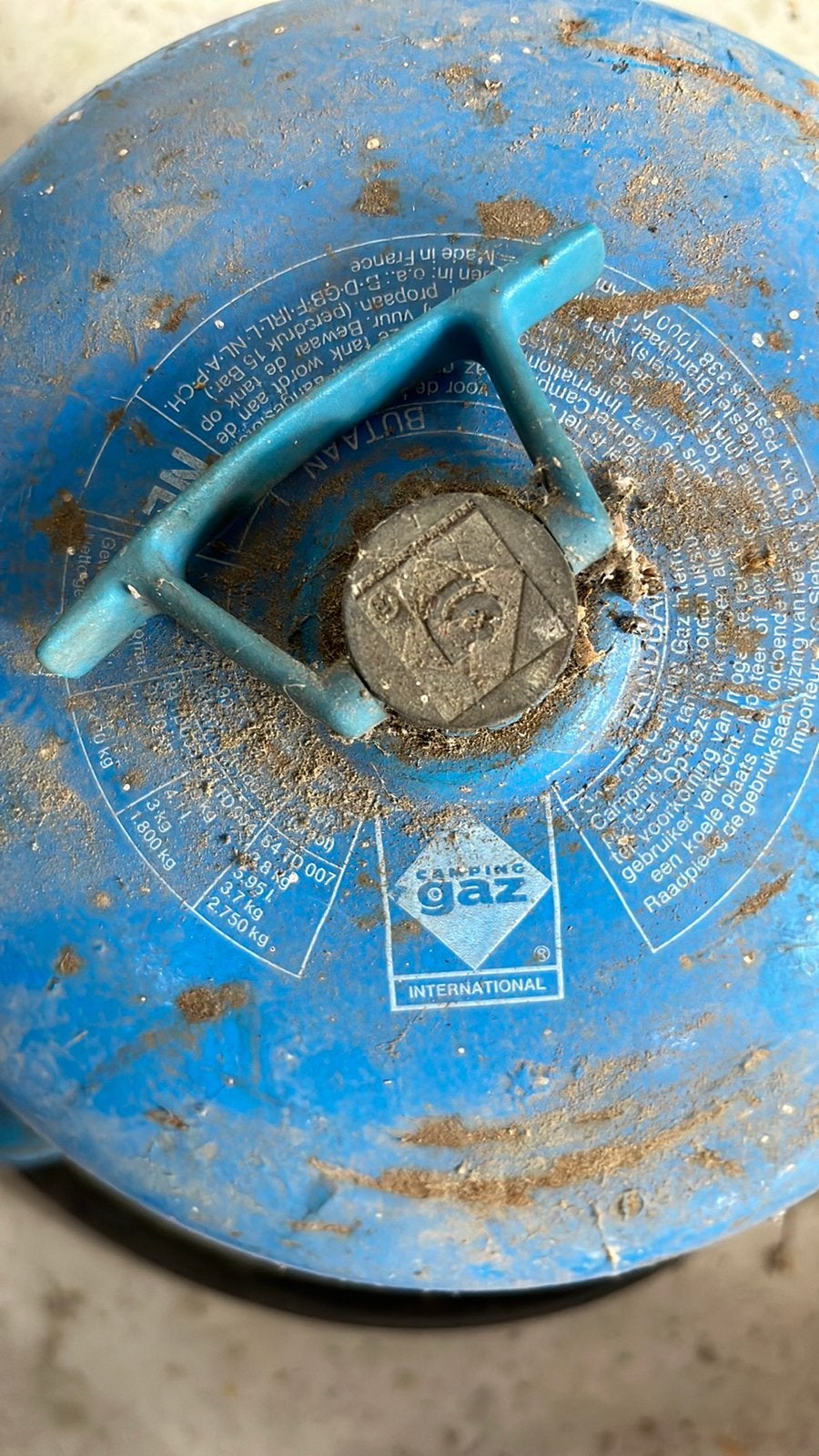 Campinggasfles met slang en dop, Caravans en Kamperen, Kampeeraccessoires, Ophalen, Gebruikt
