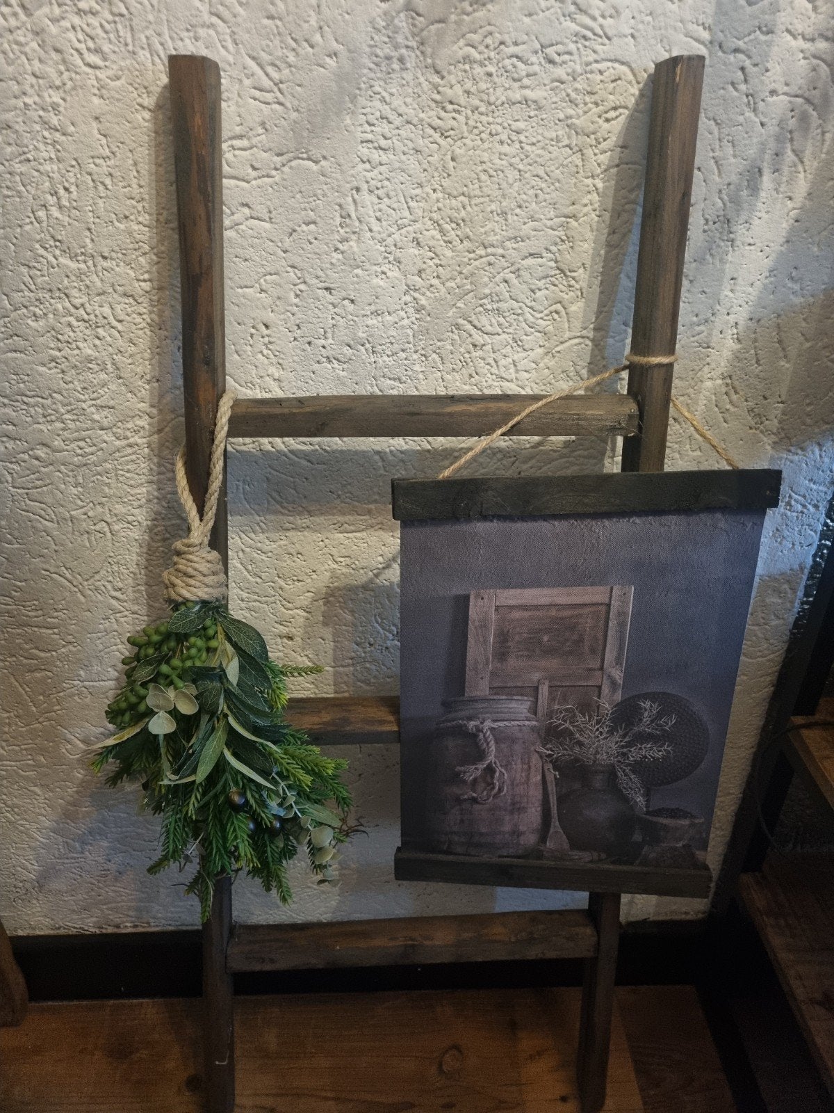 Te koop houten ladder met decoratie, Huis en Inrichting, Ophalen, Zo goed als nieuw, Hout, Landelijk