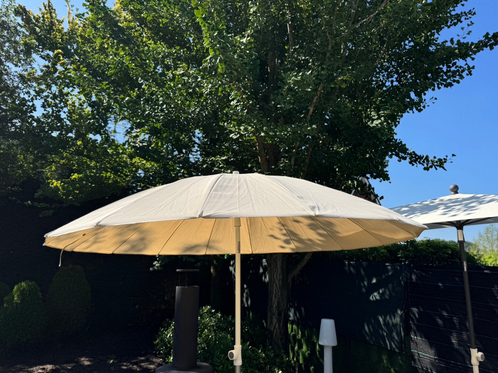 Ikea Samso bovendeel parasol kantelbaar ecru beige 2 meter, Ophalen, Gebruikt, Verstelbaar, 1 tot 2 meter