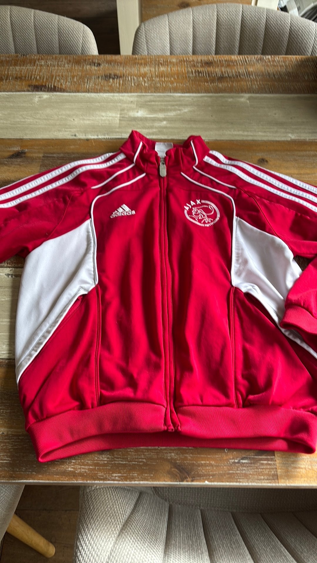 Old school Ajax vest mt 140, Ophalen of Verzenden, Gebruikt, Jongen, Trui of Vest