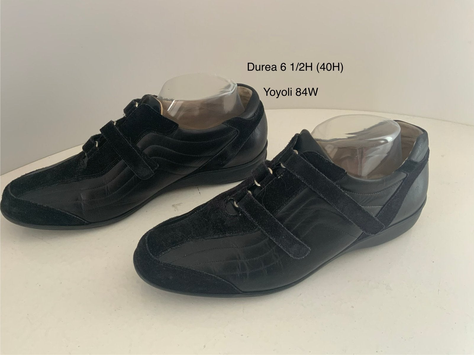 84W) Durea 6 1/2H (40H) zwarte leren sneakers met kliterband, Kleding | Dames, Zwart, Ophalen of Verzenden, Sneakers of Gympen