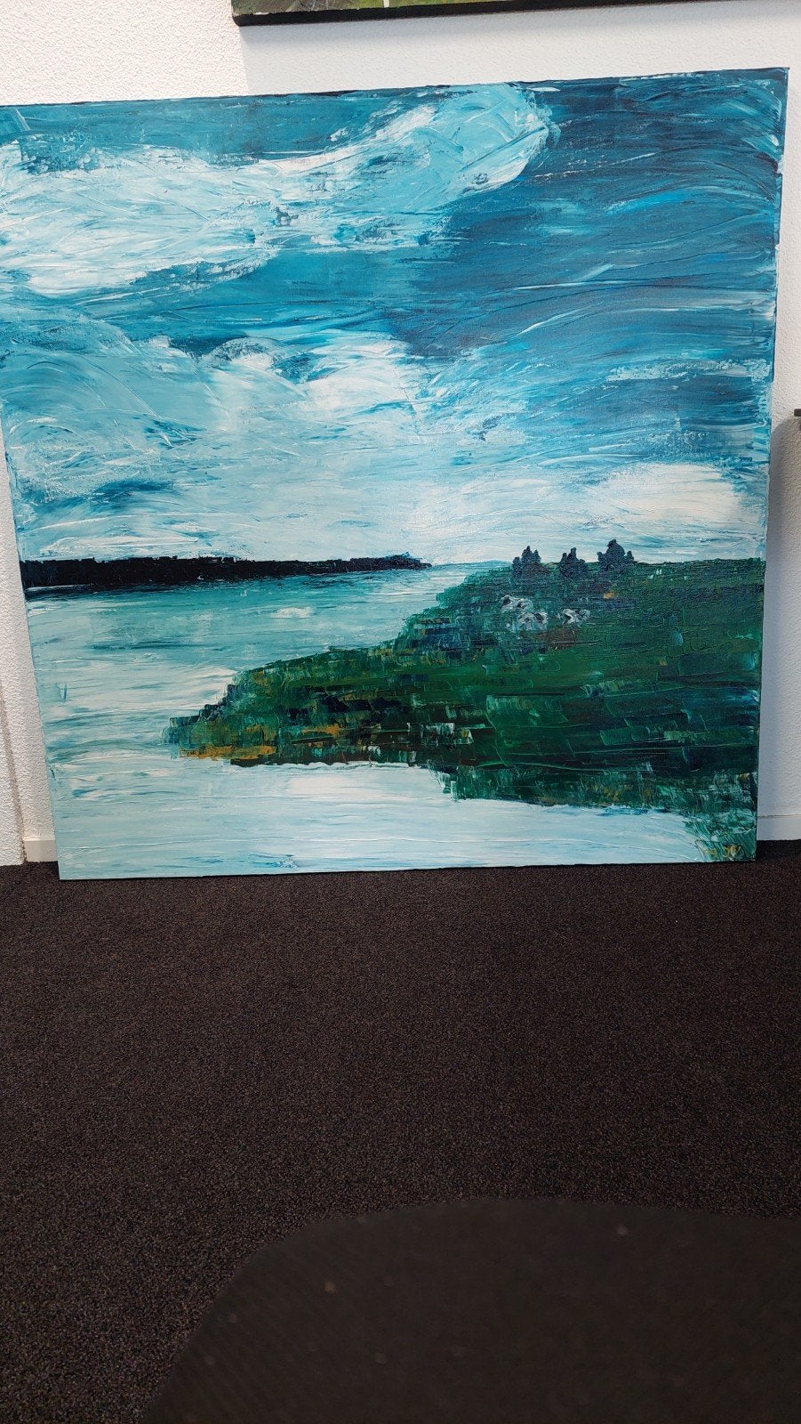 Abstract Landschap Schilderij 120x120cm, Ophalen