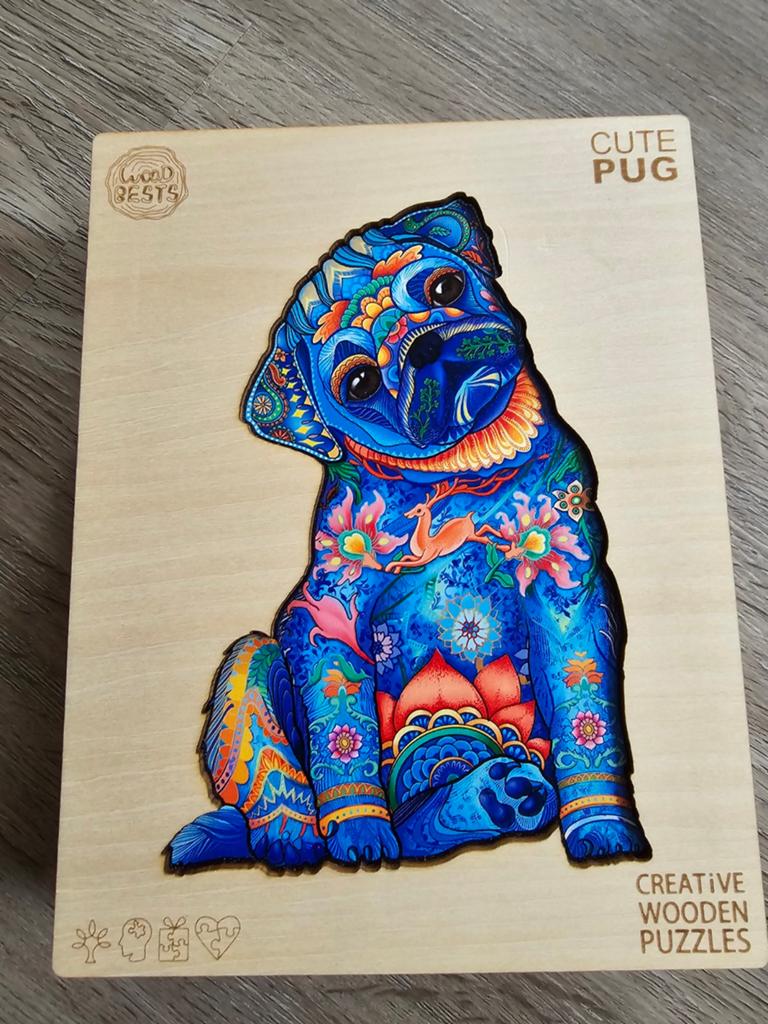Brickkies, mopshond Cute Pug, Jigsaw Puzzel 300 stukjes, Ophalen of Verzenden, Minder dan 500 stukjes, Zo goed als nieuw, Legpuzzel