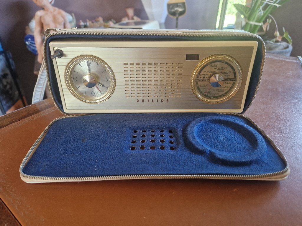 Philips L2X97T Alarm klokradio, een model uit 1959, Antiek en Kunst, Ophalen of Verzenden